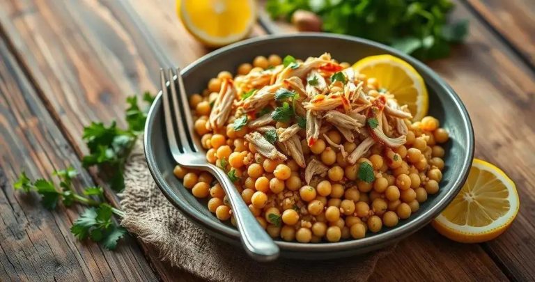 como fazer grao de bico com frango desfiado