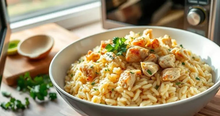 como fazer risoto de frango no microondas