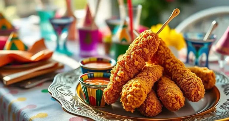 como fazer espetinho de frango empanado para festa