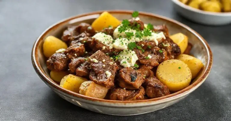 carne moída com batata e queijo