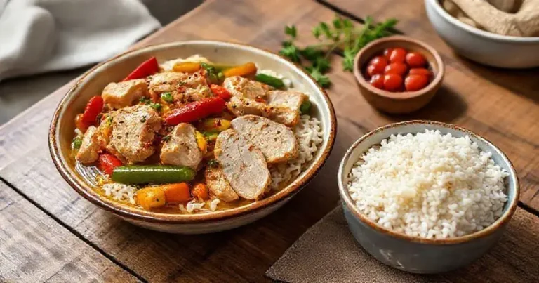 frango xadrez com arroz