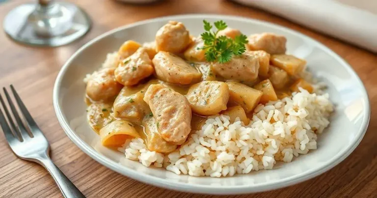 strogonoff de frango com arroz