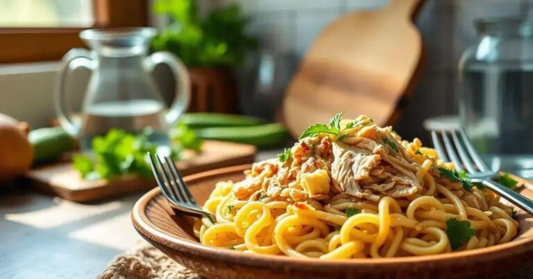 Receita De Frango Desfiado Com Macarrão