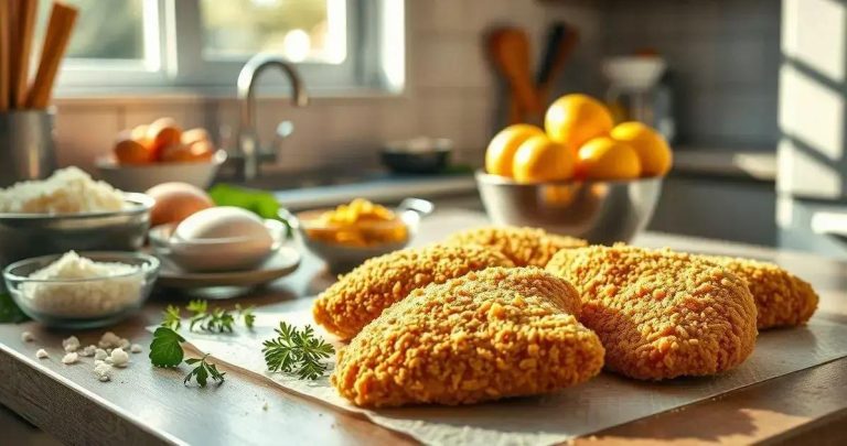 como fazer um file de frango empanado