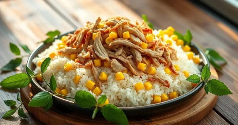como fazer arroz com frango desfiado e milho