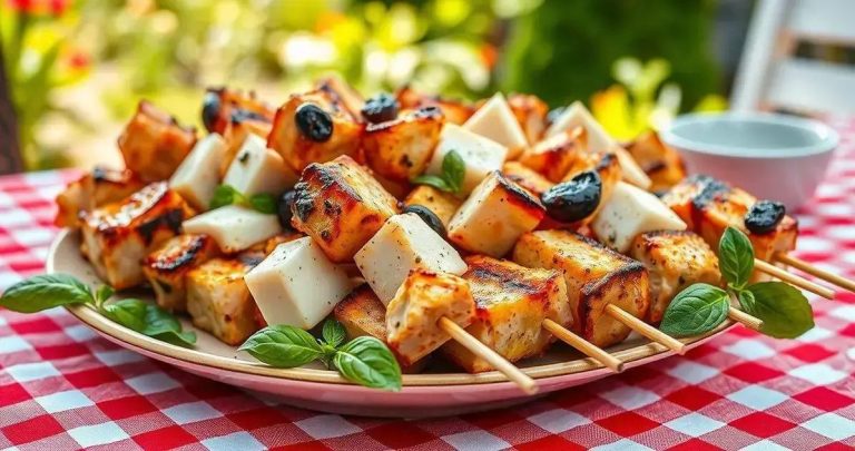 como fazer espetinho de frango com queijo mussarela