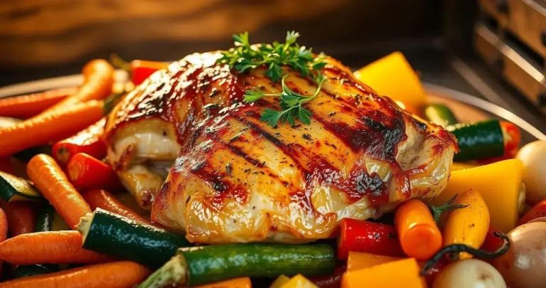 como fazer file de frango com legumes no forno