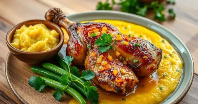 como fazer frango caipira com quiabo e polenta
