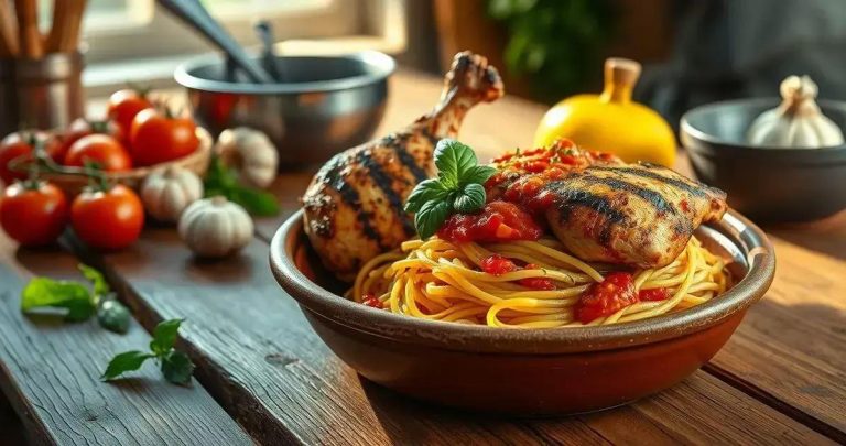 como fazer frango com esparguete