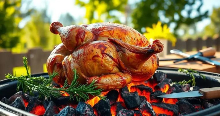 como fazer frango inteiro assado na brasa