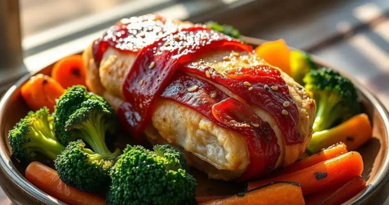 como fazer medalhão de frango com bacon assado