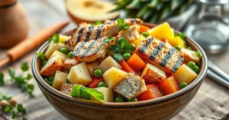 como fazer salada russa com frango e abacaxi