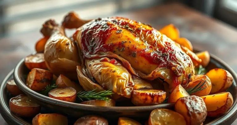 como fazer um frango no forno com batatas