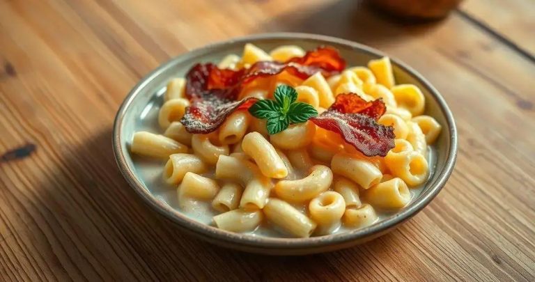 macarrão ao molho branco com bacon