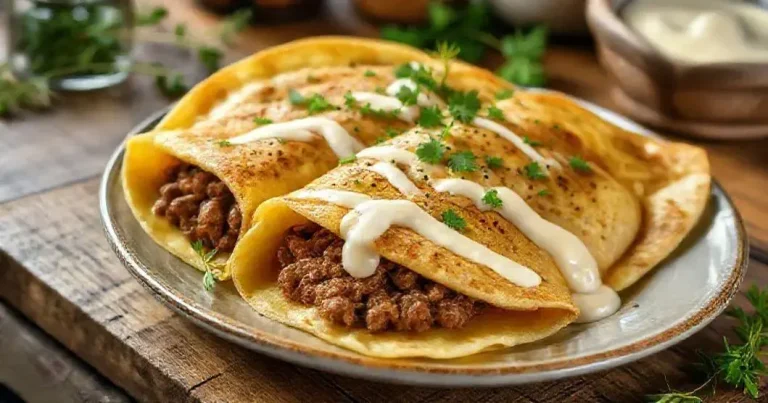 Panquecas com Carne Moída Temperada panqueca de carne
